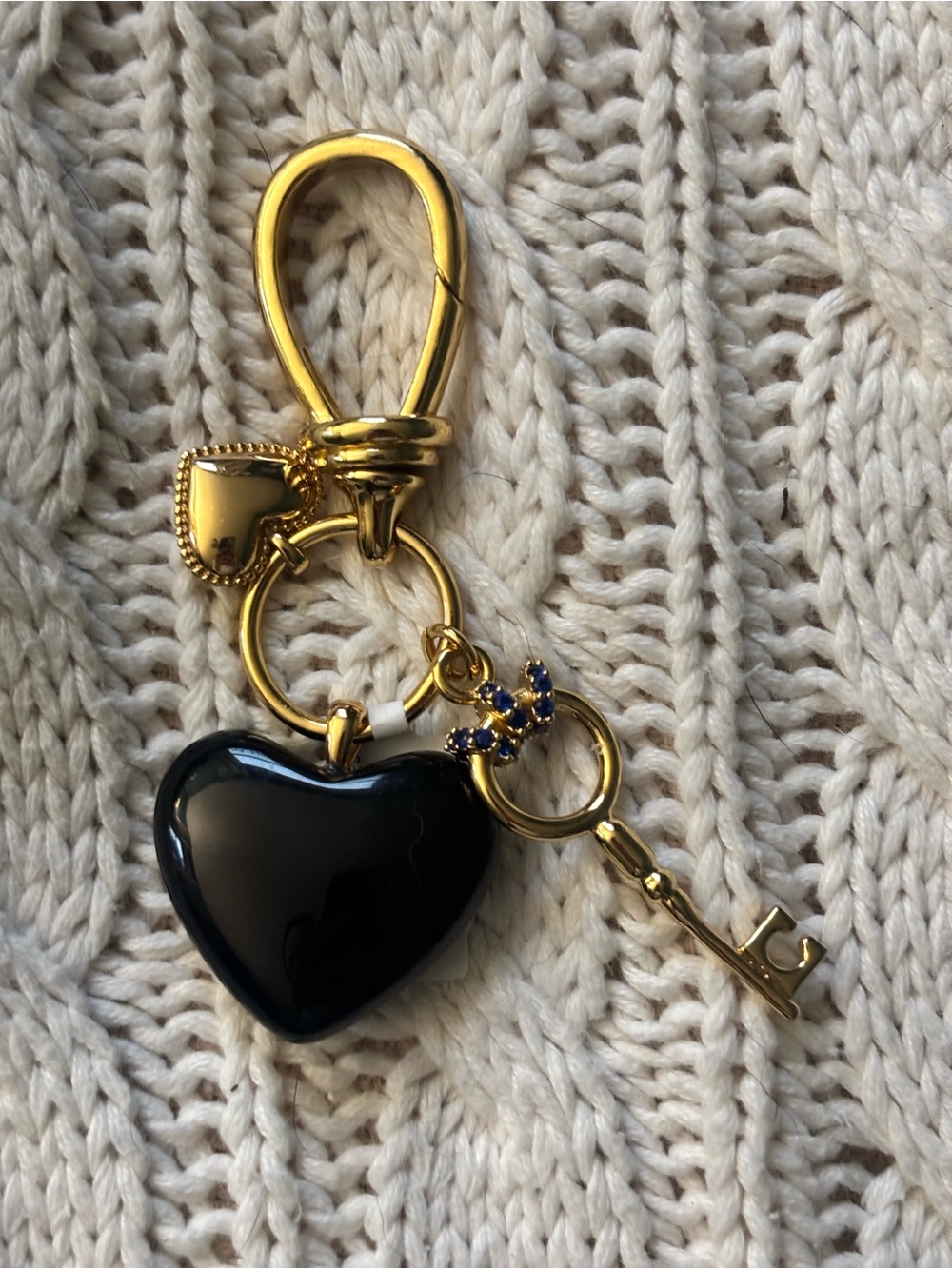 Madewell bag charm Gold Key & Black Heart Charm Keychain - Women's Accessory